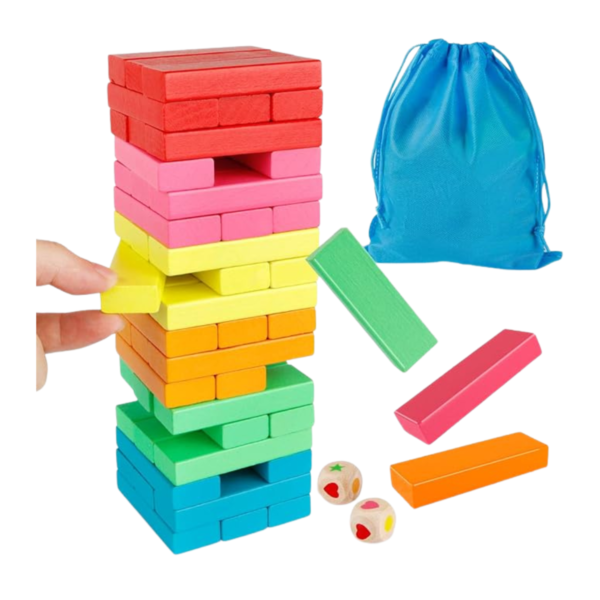 Wooden Blocks Stacking Game with Storage Bag